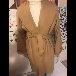Tan Wrap Wool Coat